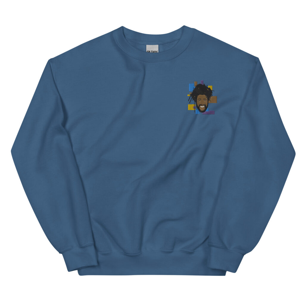 unisex crew neck sweatshirt indigo blue front 65c53b101f9b2